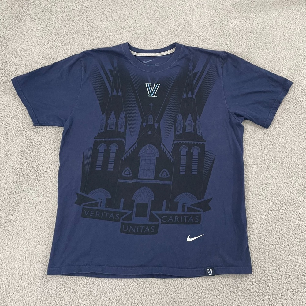 Nike Villanova Veritas Unitas Caritas Shirt XL‎ Navy Standard Fit Y2K Collegiate